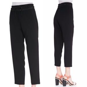 rag & bone women’s black drawstring straight-leg easy pants, size large